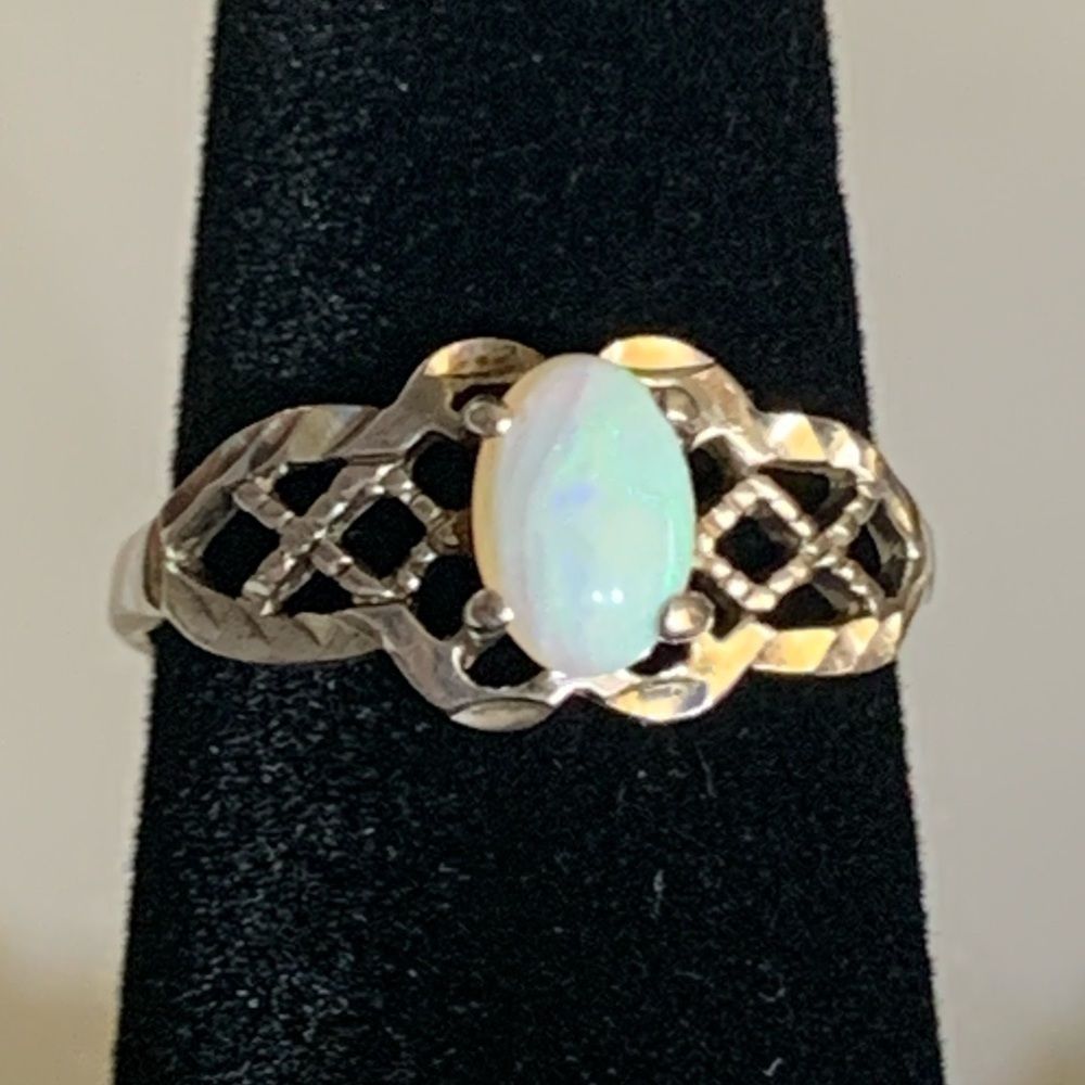 Sterling Silver Opal Ring Size 7